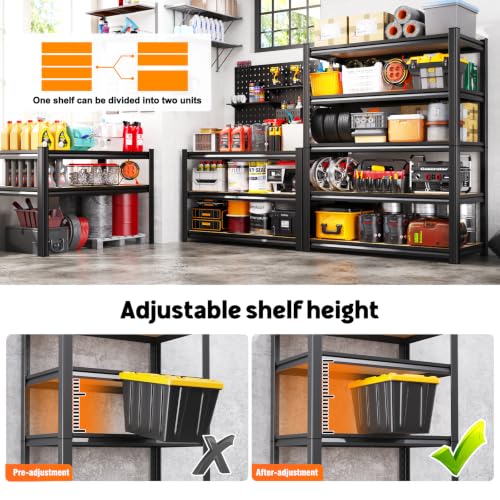 Heavy Duty 5-Tier Garage Shelving Unit - Adjustable Metal Storage Racks