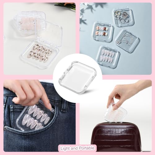 12Pcs Nail Storage Box with Double-Sided Adhesive Tape for Press-On Nails and Crafts