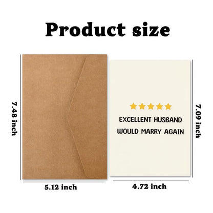 Thank You Card for Husband - 5 Star Would Marry Again Funny Anniversary Card from Wife - Humorous Gift for Him - Variation of 5 Star Husband