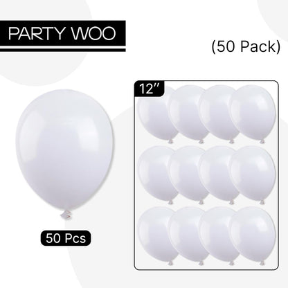 PartyWoo White Balloons - 50 Pcs 12 Inch Latex Helium Balloons for Weddings & Celebrations