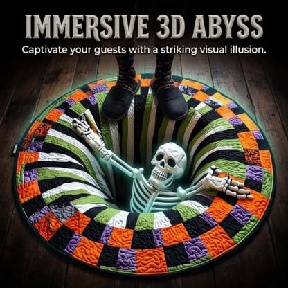 55 Inch 3D Halloween Rug with Depth Illusion Non-Slip Floor Mat for Home Party Decor