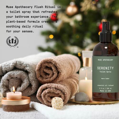 Muse Apothecary Flush Ritual - Aromatic & Refreshing Toilet Spray, Use Before You Go, 2 oz, Infused with Natural Essential Oils - Bergamot + French Lavender + Sandalwood