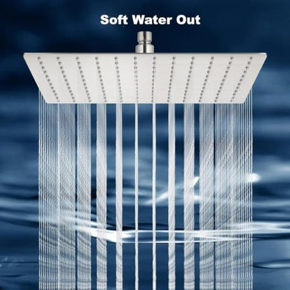 16 Inch Brushed Nickel Square Rain Shower Head - Thin Variation