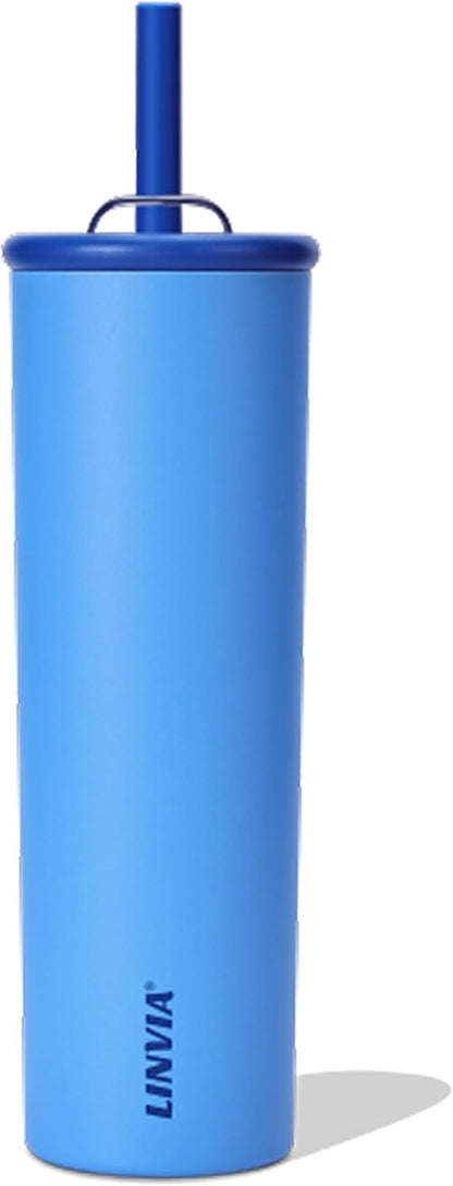 Candy Tumbler 25 oz Insulated Stainless Steel Water Bottle - 2-in-1 Lid with Straw, Ocean Blue