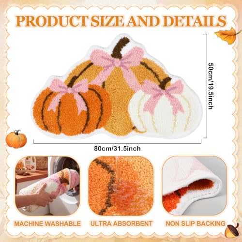 Fall Pumpkin Bath Mat Pink 19.7x31.5 Inches Non-Slip Rug for Bathroom & Home