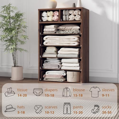 Garvee 7-Drawer Dresser, 46.8" Tall with Walnut Finish