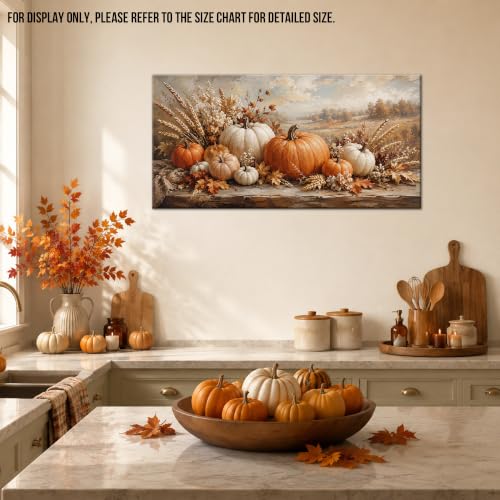 Autumn Pumpkin Wall Art Canvas Rustic Fall Decor 48x24 Inches - Autumn Wall Art03