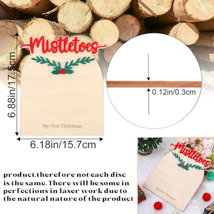 First Christmas Footprint Keepsake Sign - Wooden Nursery Milestone Decor
