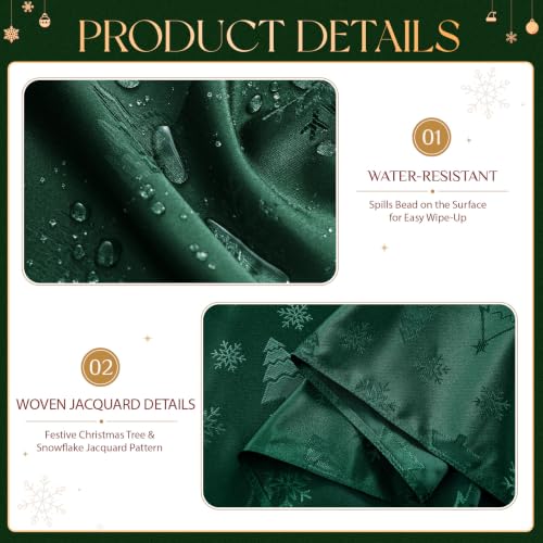 NOVILYS Green Christmas Jacquard Rectangle Tablecloth 60 x 84 Inches - Festive Holiday Decor
