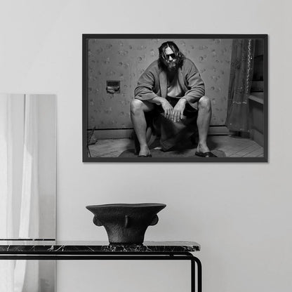 Quarut Funny Bathroom Wall Art - Black and White Movie Poster Canvas Print | Humorous Film Scene Decor