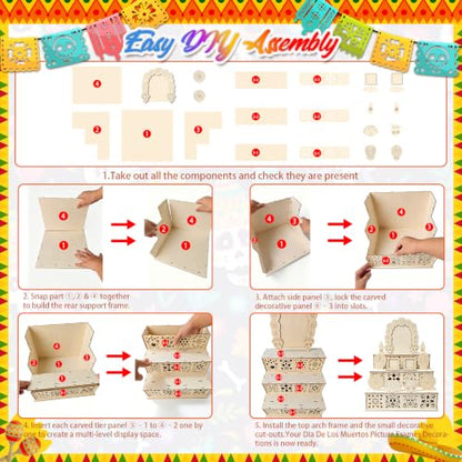 Fennoral Dia De Los Muertos Wooden Shadow Box Kit - Memorial Altars, DIY Decor, Mexican Theme