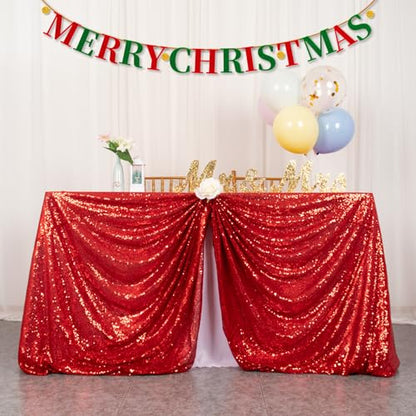 Red Sequin Tablecloth 72x72 Inch Square Pack of 2 Christmas Wedding Party Decor