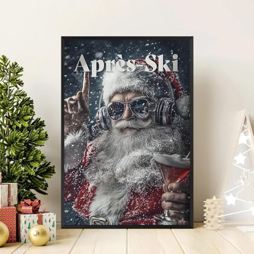 Multi 01 Unframed Retro Apres Ski Canvas Wall Art Christmas Characters 12x16in