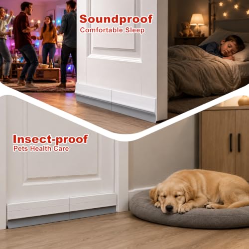 9 Pack Adjustable Door Draft Stopper Seals - White Weather Stripping for Bottom of Doors