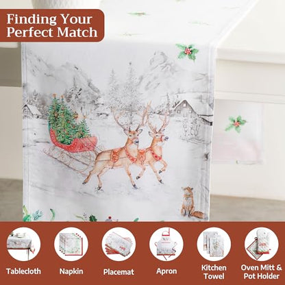 Christmas Tradition Table Runner 14.5x72 Inches - Double Layer 100% Cotton