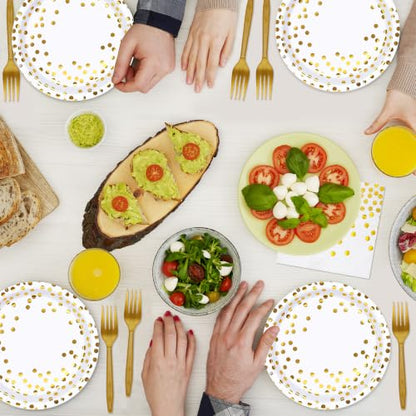 White Gold Disposable Paper Plates Set for Parties - 75 Pieces, Variation: White Gold4