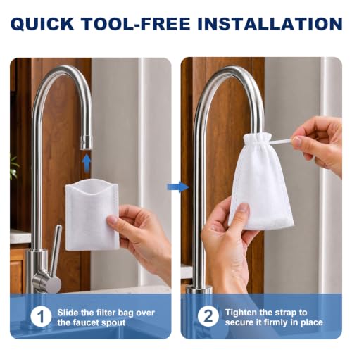 8 Pack Faucet Filter Cotton Bags - Universal Kitchen Sink Water Filter