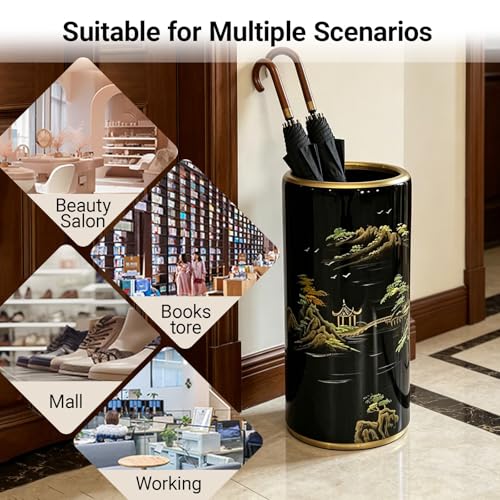 Ceramic Umbrella Stand Holder for Entryway - 45x20cm Floor Vase & Storage Bucket