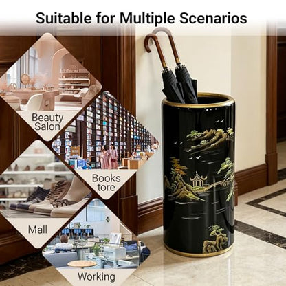 Ceramic Umbrella Stand Holder for Entryway - 45x20cm Floor Vase & Storage Bucket