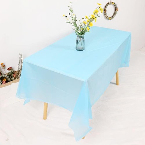 Blue Disposable Tablecloths by [Brand Name] - 3 Pack, 54" x 108" Baby Blue Plastic Covers for Events & Parties