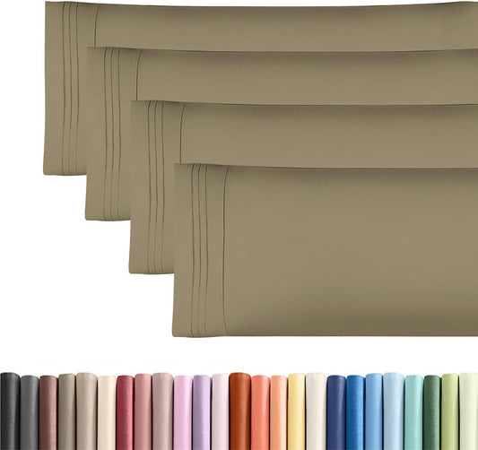 Skiennix Body Pillowcases Set of 4 | Soft 20x54 Long Pillow Covers for Side Sleepers - Cozy & Breathable Khaki