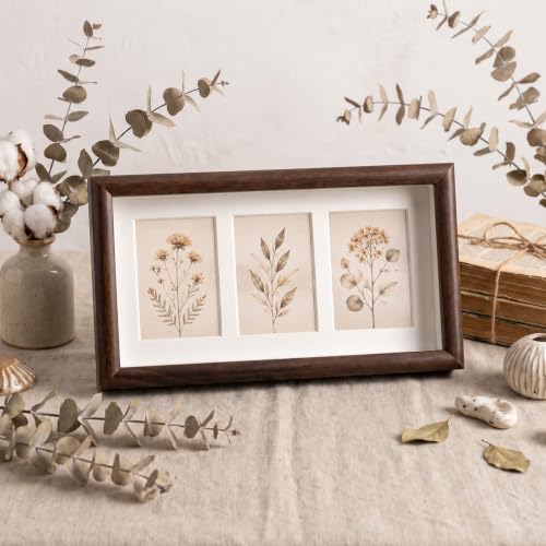 Walnut Wood Multi Picture Frame 2x3 3-Photo Desktop Display - Dark Walnut