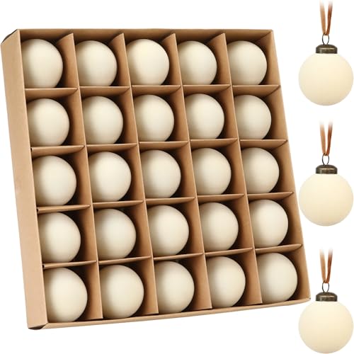 Sea Team 25-Pack Cream Flocked Velvet Christmas Ornaments 60mm - Holiday Decor