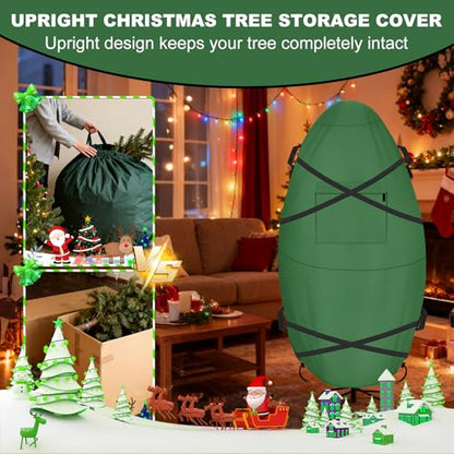 9FT Christmas Tree Cover Storage Bag - Heavy Duty Green with Straps & Drawstring (Variation: Green / 9FT_300D)