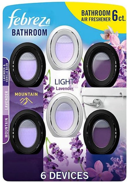 F.e.b.r.e.z.e Small Spaces Bathroom Air Freshener, Mountain, Light Lavender,Infusions Calm, 6 Count
