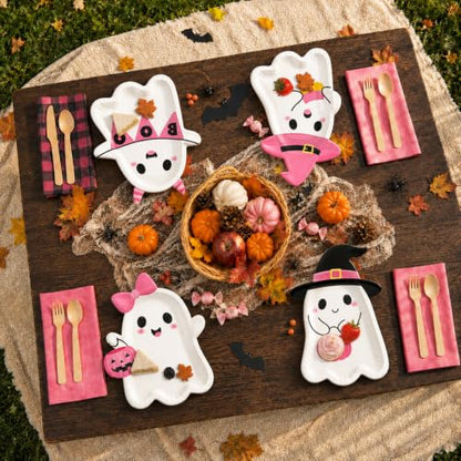 Pink Ghost Paper Plates Halloween Party Supplies 48 Pack