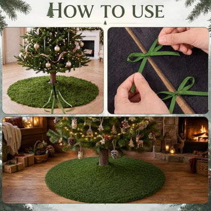 36-Inch Faux Moss Woodland Christmas Tree Skirt - Natural Base Cover