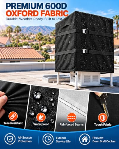 Down Draft Evaporative Cooler Cover 34W x 34D x 36H Black - Roof Swamp Cooler Protection