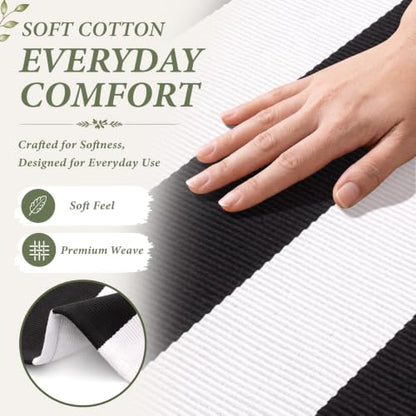 Black White Striped Entryway Rug - 2'4 x 3'7 Front Door Mat - Farmhouse Style