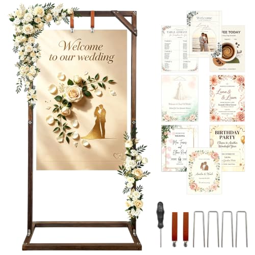 Wooden Welcome Sign Stand for Wedding & Event Decor - 63 x 30 Inch