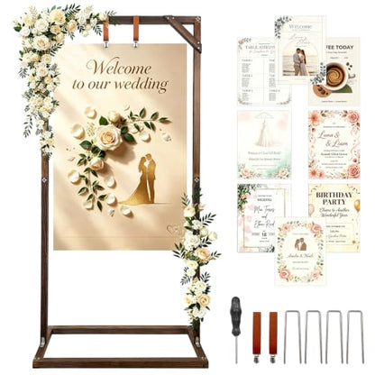 Wooden Welcome Sign Stand for Wedding & Event Decor - 63 x 30 Inch