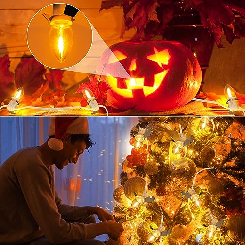 Christmas Village Lights Set - 10 Warm White C7 LED Bulbs for Holiday Decor