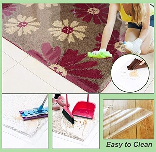 Clear Floor Protector Mat 0.8x1m 2.5x3ft Non-Slip Waterproof Carpet Cover
