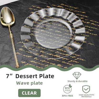 Clear Plastic Dessert Plates 7 Inch - Wave Edge, Pack of 72 - Variation: Clear / 7in