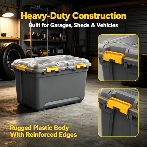 19.8 Gallon Waterproof Storage Bin with Impact-Resistant Latches - Garage Organization