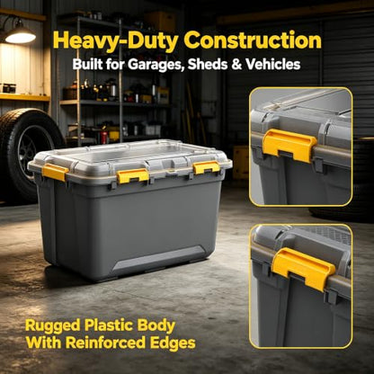19.8 Gallon Waterproof Storage Bin with Impact-Resistant Latches - Garage Organization