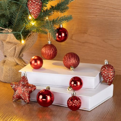 Small Red Christmas Ball Ornament Set - 50PCS Holiday Decorations