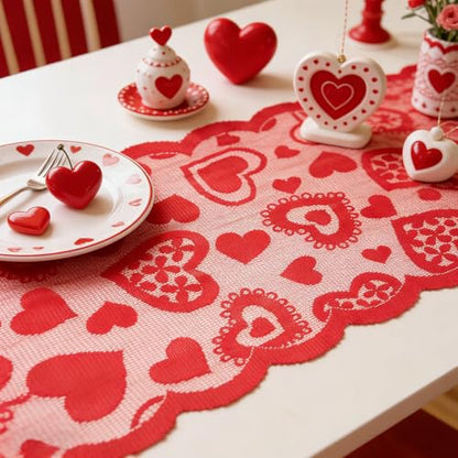 Valentine's Day Decor Red Lace Table Runner 13x72 Inch for Wedding & Romantic Events - Variation of THIS listing