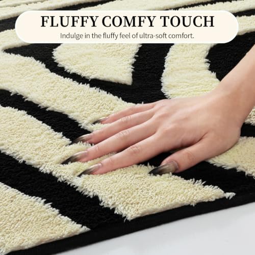 Washable Zebra Striped Entryway Rug - Non-Slip Indoor Small Carpet for Home & Bedroom