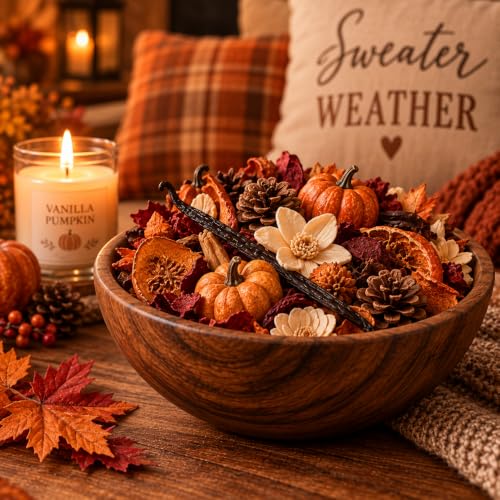 Vanilla Pumpkin Potpourri - Fall Home Decor - 7 oz - Scented Decorative Mix
