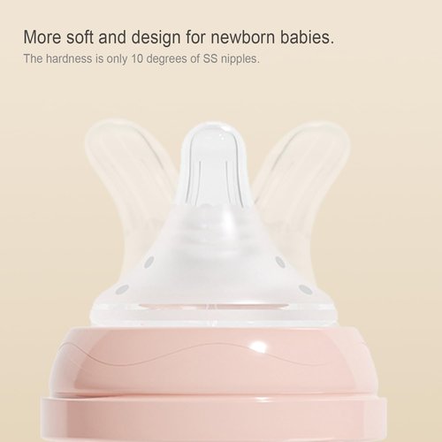 Gulicola Natural Glass Baby Bottle Newborn Set, 3 oz and 5 oz with Extra Slow Flow & Slow Flow Nipple, Anti Colic, 0-3 Months, 2 Pack - White