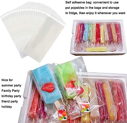 Miaowoof Homemade Popsicle Molds, Silicone Ice Popsicle Maker Non-BPA, with 50 Sticks, 50 Bags, 10 Reusable Sticks, Funnel, Brush, Popsicle Storage Container and Ice Pop Recipes