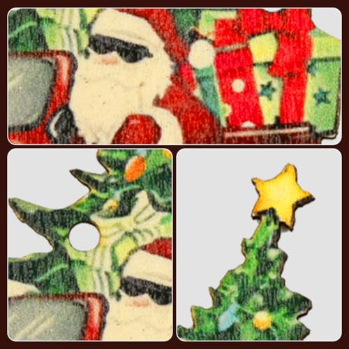 24-Pack Wooden Christmas Ornaments Gnome and Sled Decor Holiday Decorations