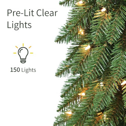 7ft Pre-Lit Artificial Christmas Tree with Clear Lights - Alpine Slim Design
