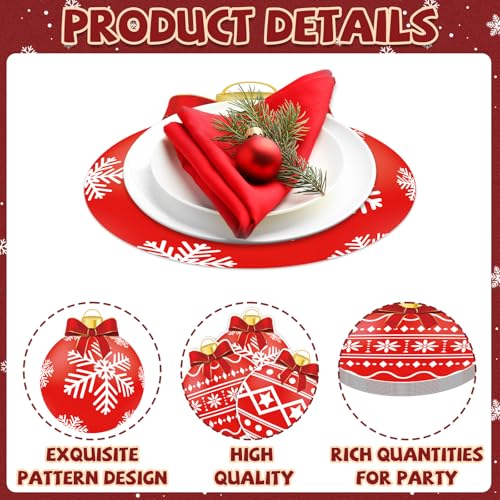 OBUSATT 60Pcs Christmas Balls Paper Placemat Set - Holiday Table Decorations
