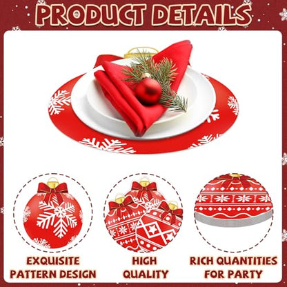 OBUSATT 60Pcs Christmas Balls Paper Placemat Set - Holiday Table Decorations